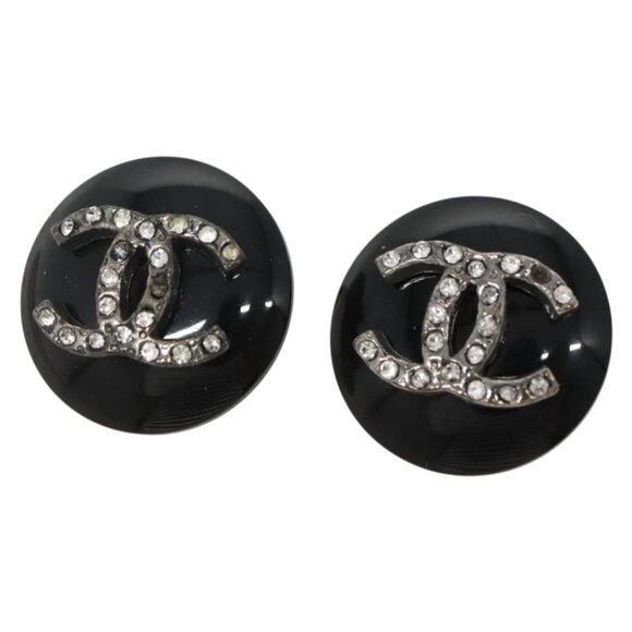 CHANEL Earring Plastic Black CC Auth bs28248 - Picture 1 of 10